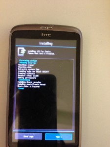 Installation des ICS ROMs für das HTC Desire abgeschlossen